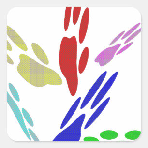 Dog Paw druckt mit Polka Dots Quadratischer Aufkleber