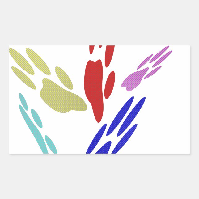 Dog Paw druckt mit Polka Dots Rechteckiger Aufkleber (Vorderseite)