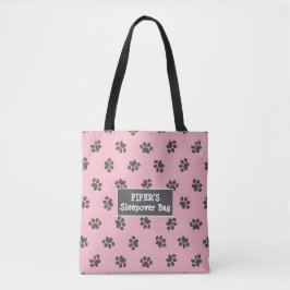 Dog Paw druckt rosa Tasche