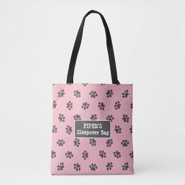 Dog Paw druckt rosa Tasche (Vorderseite)
