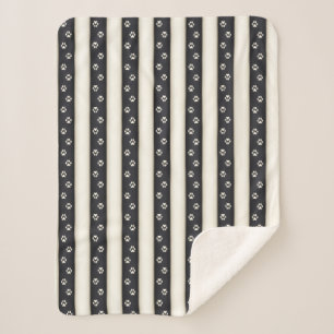 Dog Paw druckt Schwarz & Antikes Weißes Haustier L Sherpadecke