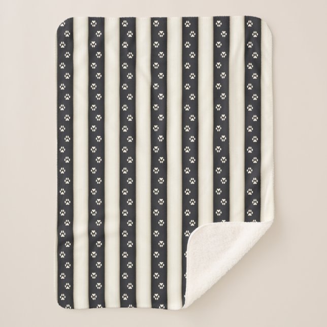 Dog Paw druckt Schwarz & Antikes Weißes Haustier L Sherpadecke (Vorderseite)