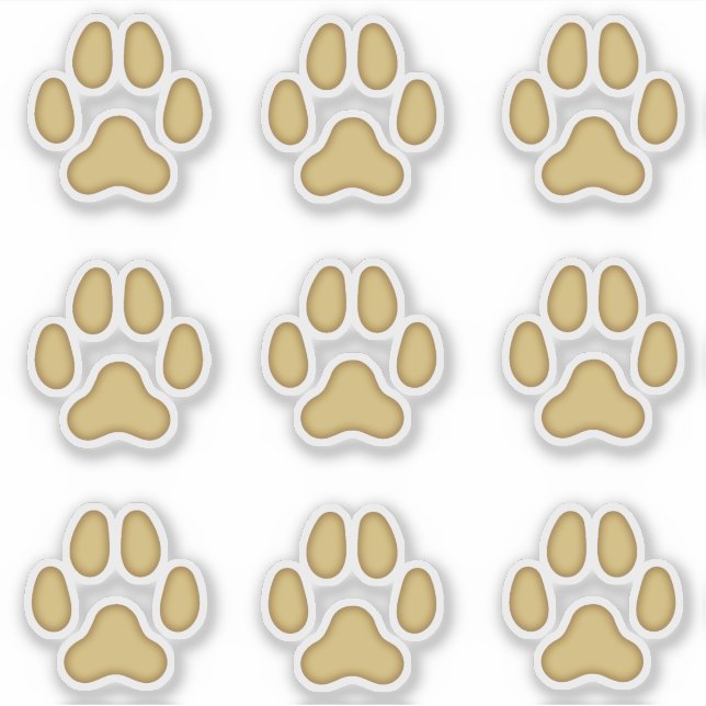 Dog Paw druckt Tan Animal Tracks Stickers Aufkleber (Vorderseite)