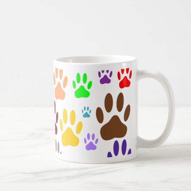 Dog Paw druckt überall Kaffeetasse (Rechts)