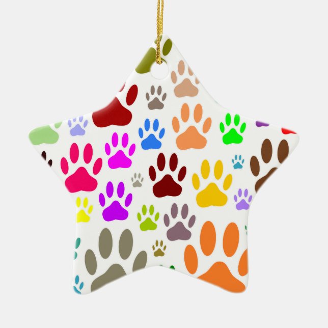 Dog Paw druckt überall Keramik Ornament (Vorne)