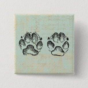 Dog Paw druckt Vintag Art Mint Green Color Button