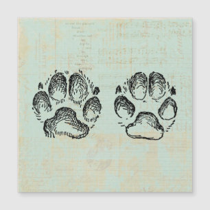 Dog Paw druckt Vintag Art Mint Green Color Magnetkarte