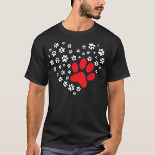 Dog Paw Heart  Dog Lover Puppy Owner  T-Shirt