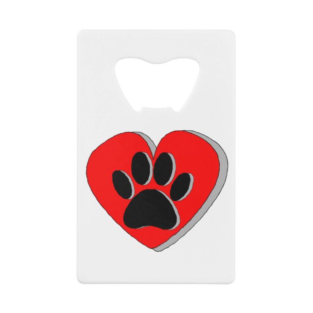 Dog Paw Heart Zeichnend Geldbeutel Flaschenöffner (Vorderseite)