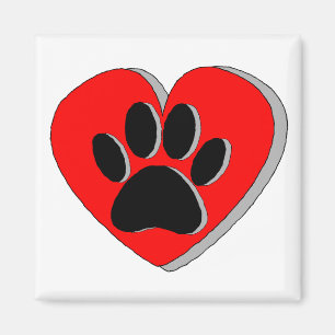 Dog Paw Heart Zeichnend Magnet