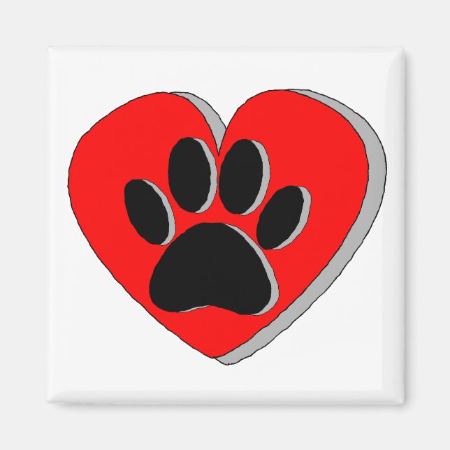 Dog Paw Heart Zeichnend Magnet (Vorne)