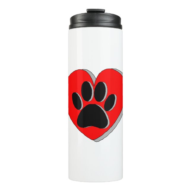 Dog Paw Heart Zeichnend Thermosbecher (Vorderseite)