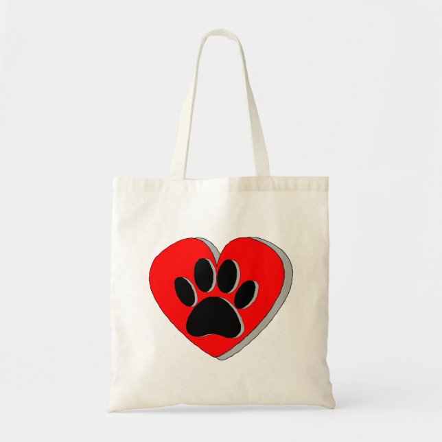 Dog Paw Heart Zeichnend Tragetasche (Vorne)