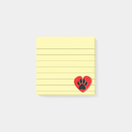Dog Paw Herz Zeichnend Lined 3x3 Post-it Klebezettel