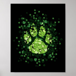 Dog Paw Irish Lucky Green Kleeblatt Klee Poster