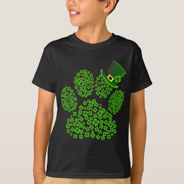 Dog Paw Leprechaun Hund Lover Kleeblatt St Patrick T-Shirt (Vorderseite)