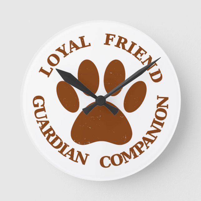 Dog Paw Loyal Friend Runde Wanduhr (Vorderseite)