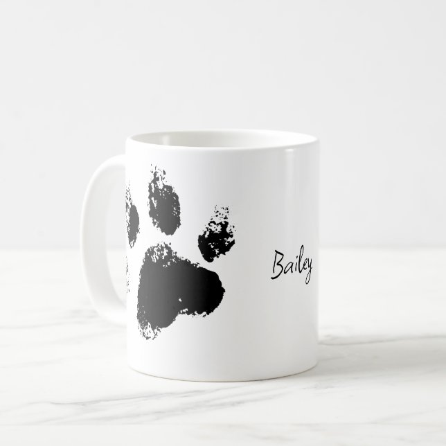 Dog Paw mit Individuelle Name Kaffeetasse (Vorderseite Links)