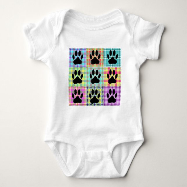 Dog Paw Muster Quilt Baby Strampler (Vorderseite)