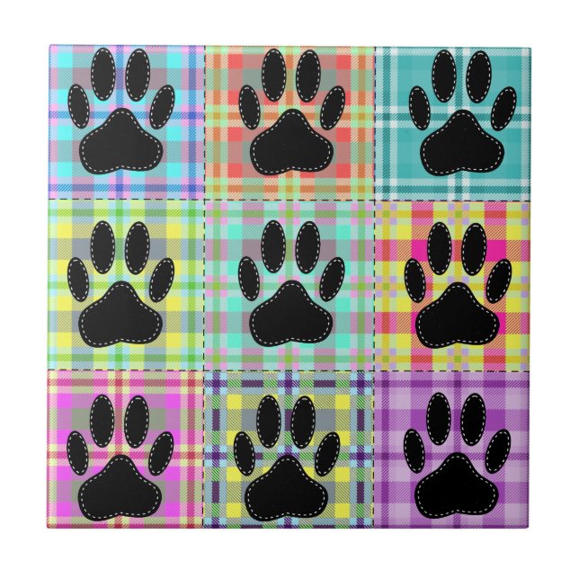 Dog Paw Muster Quilt Fliese (Vorderseite)