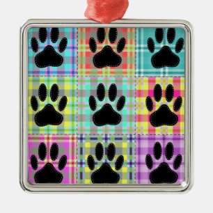 Dog Paw Muster Quilt Ornament Aus Metall