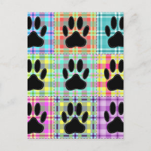 Dog Paw Muster Quilt Postkarte