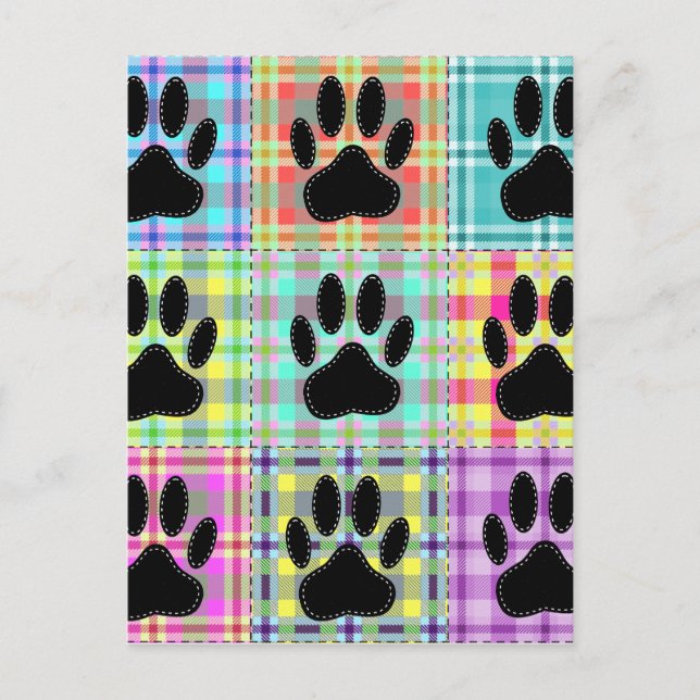 Dog Paw Muster Quilt Postkarte (Vorderseite)