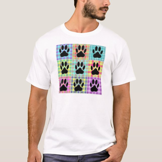 Dog Paw Muster Quilt T-Shirt (Vorderseite)
