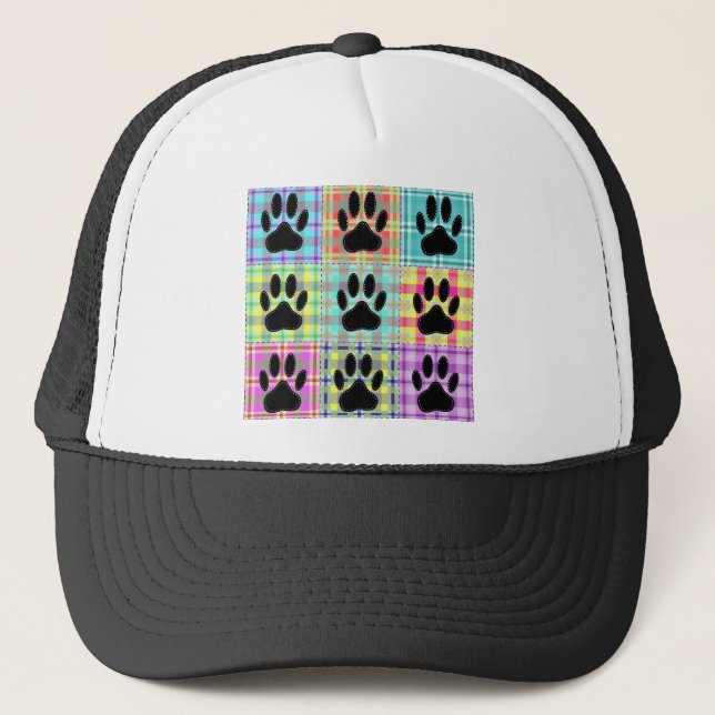 Dog Paw Muster Quilt Truckerkappe (Vorderseite)