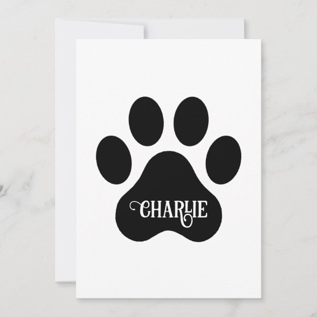 Dog Paw Name Silhouette Design Feiertagskarte (Vorderseite)