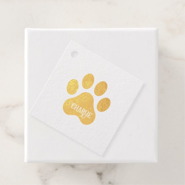 Dog Paw Name Silhouette Design Geschenkanhänger (Mit Box)