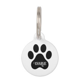 Dog Paw Name Silhouette Design Haustiermarke