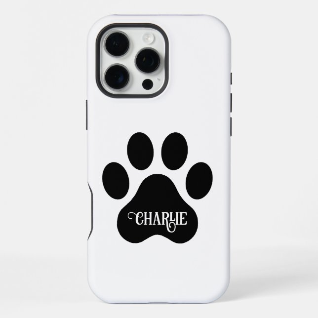 Dog Paw Name Silhouette Design iPhone Hülle (Rückseite)