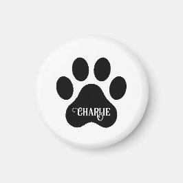 Dog Paw Name Silhouette Design Magnet