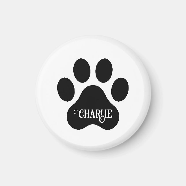 Dog Paw Name Silhouette Design Magnet (Vorne)
