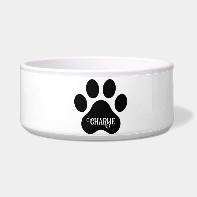 Dog Paw Name Silhouette Design Napf (Vorderseite)