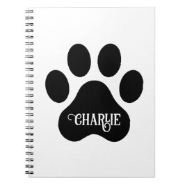 Dog Paw Name Silhouette Design Notizblock
