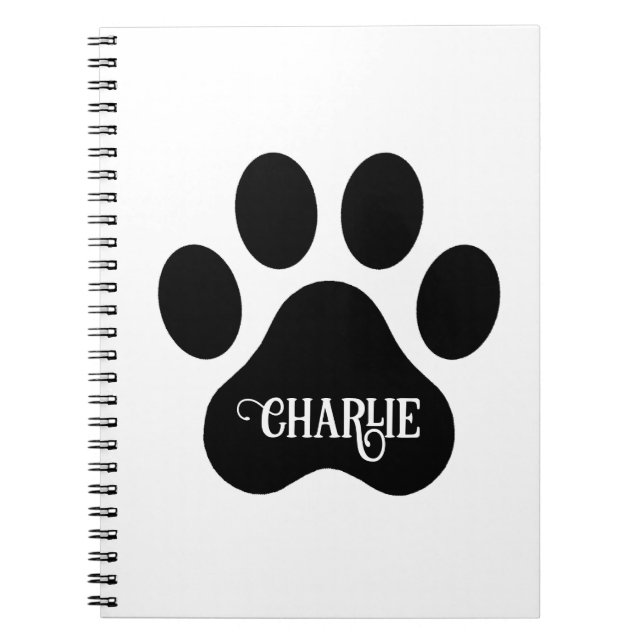 Dog Paw Name Silhouette Design Notizblock (Vorderseite)