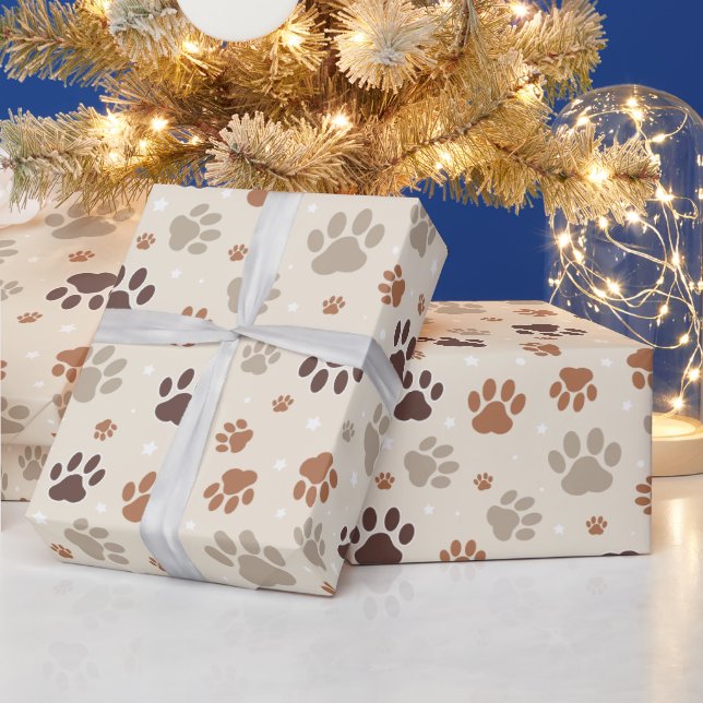 Dog Paw Pattern Wrapping Paper Geschenkpapier (Feiertage)