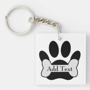 Dog Paw Print and Bone Schlüsselanhänger