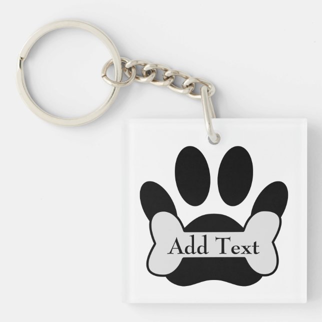 Dog Paw Print and Bone Schlüsselanhänger (Vorderseite)