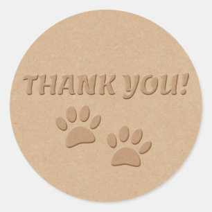 Dog Paw Print and Text Danke Classic Round S Runder Aufkleber