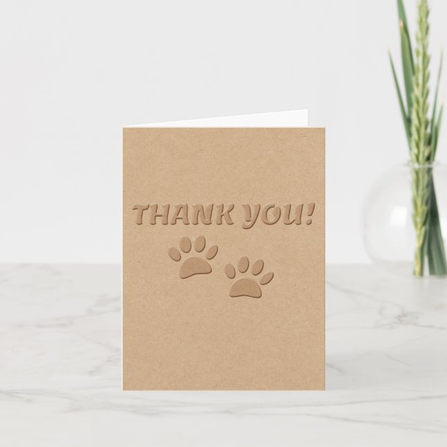 Dog Paw Print and Text Danke Karte (Vorderseite)