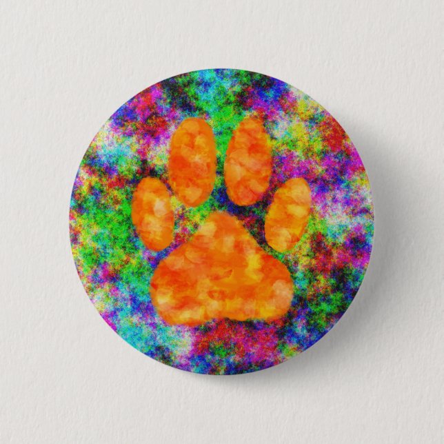Dog Paw Print Aquarell Button (Vorderseite)