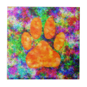 Dog Paw Print Aquarell Fliese