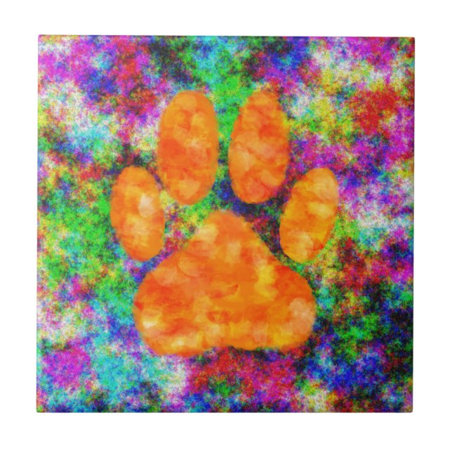 Dog Paw Print Aquarell Fliese (Vorderseite)