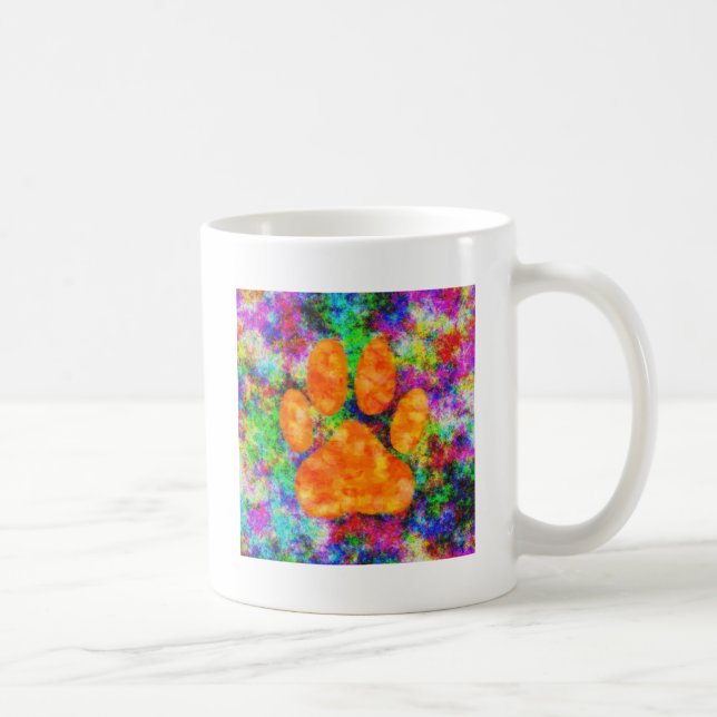 Dog Paw Print Aquarell Kaffeetasse (Rechts)