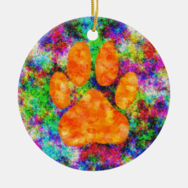 Dog Paw Print Aquarell Keramikornament (Vorne)