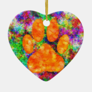 Dog Paw Print Aquarell Keramikornament