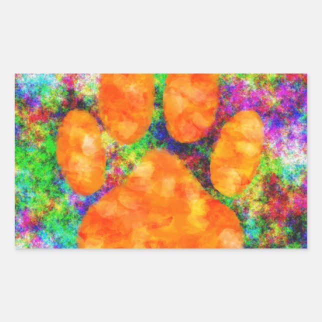 Dog Paw Print Aquarell Rechteckiger Aufkleber (Vorderseite)